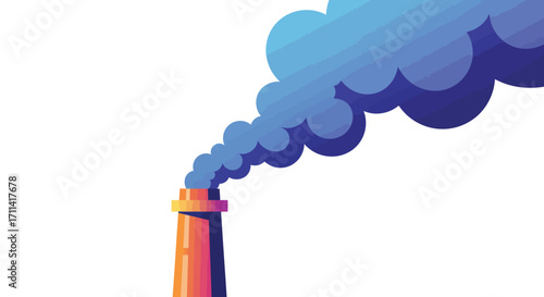 Stylized illustration of industrial chimney emitting vapor against white