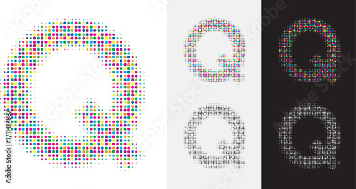 カラフルなドット文字Q、アイキャッチ画像　白バックのタグ