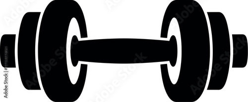 Simple black silhouette of a dumbbell represents strength training and fitness equipment silhouette