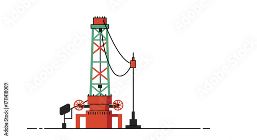 Stylized oil drilling rig illustration on a clean white backdrop