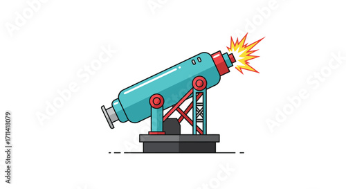 Stylized flat vector illustration of a vibrant flare boom structure