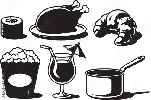 Delicious food icons celebrate flavors and culinary delights