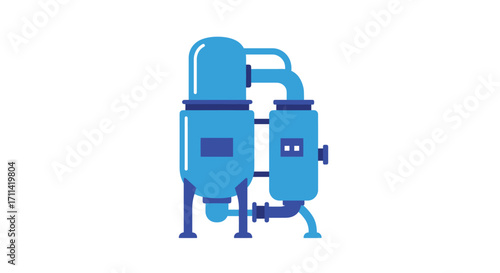 Stylized flat vector illustration of a vibrant separator vessel on white