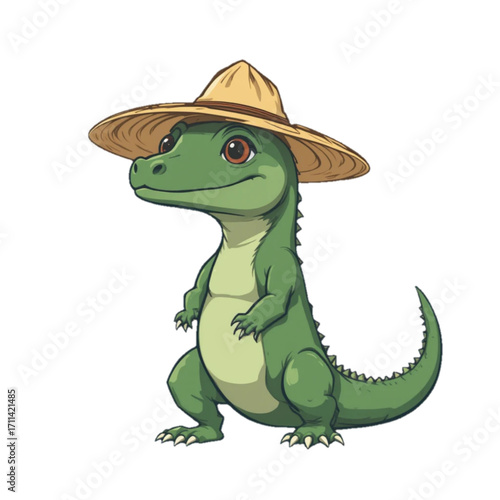 Green Komodo dragon vector illustration