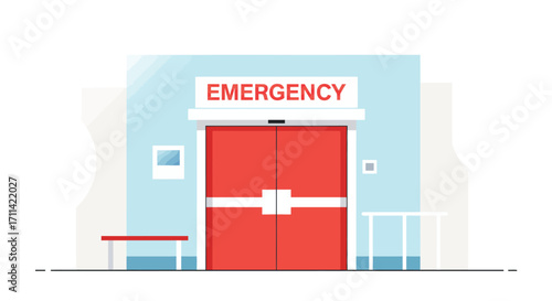Stylized Vector Illustration of a Hospital Emergency Department Entrance