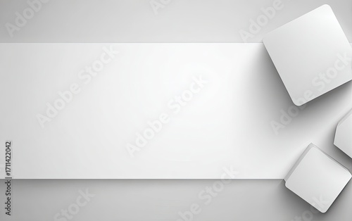 Wallpaper Mural Wide, light gray background with a horizontal band of white.  Several white squares are layered, creating a three-dimensional effect Torontodigital.ca