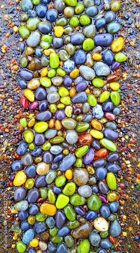 custom made wallpaper toronto digitalClose-up of colorful, wet pebbles arranged in a vertical line
