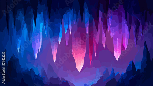 Abstract cave interior with vibrant colors