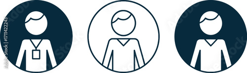 Minimalist user profile icons three simple human figures circular design elements for apps and websites silhouette