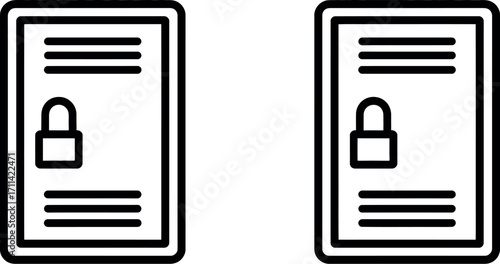 Minimalist line art depiction of two closed lockers with padlocks representing security and storage silhouette