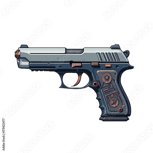 Flat colored pistol illustration 