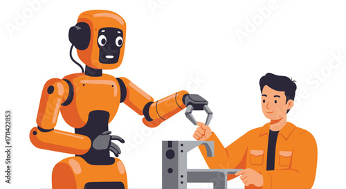 Human and Collaborative Robot Working Together in Manufacturing Industry