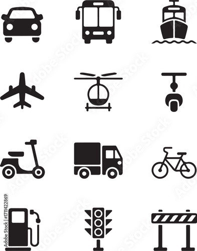 Modern transport icons for your next project
