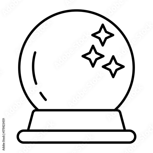 Crystal Ball Outline Icon Vector Illustration