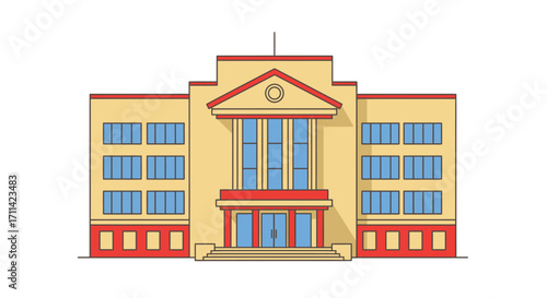 Stylized Government Office Building Vector Illustration with Clean Lines