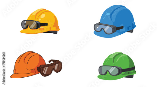 Vibrant construction safety gear showcasing a variety of helmet colors