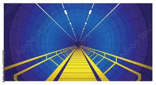 Stylized tunnel illustration with vibrant colors and perspective pathway