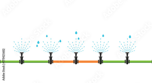 Efficient irrigation system spraying water on a stark white background vector