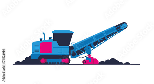 Vibrant road milling machine illustration for infrastructure projects