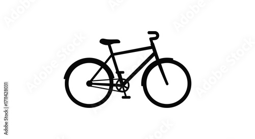 Simple black silhouette illustration of a classic bicycle on a white background