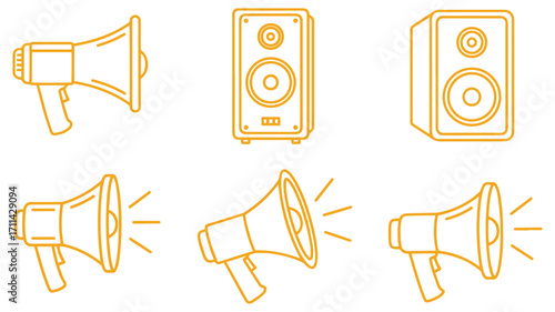 Dynamic vector art of speakers and megaphones to amplify your message and make a statement