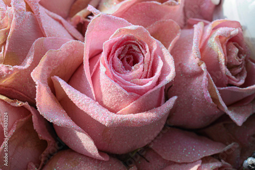 Pink rose with glitter.