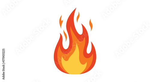 Stylized illustration of a vibrant orange and yellow cartoon flame