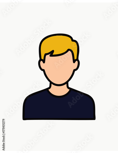 Minimalistic Illustration of a Person with Blonde Hair and a Black Shirt on a Cream Background
