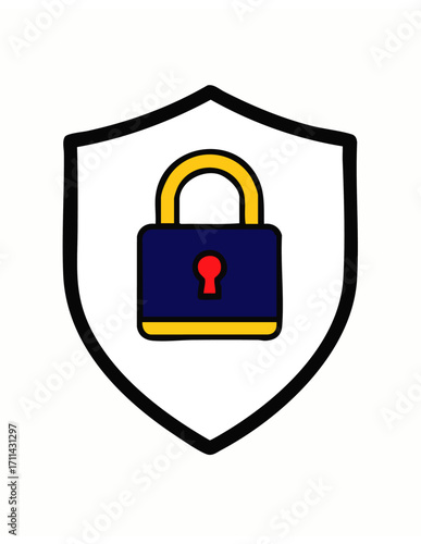 Secure lock and shield emblem representing safety, protection, and digital security