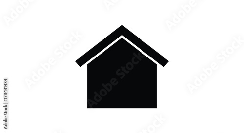 Simple black and white outline of a classic house shape illustration