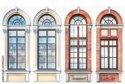 Three distinct architectural window designs showcasing various styles and materials.