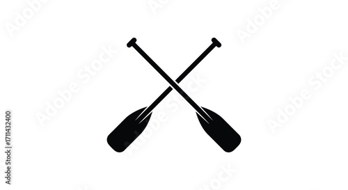 Simple graphic illustration of two crossed black paddles on white background