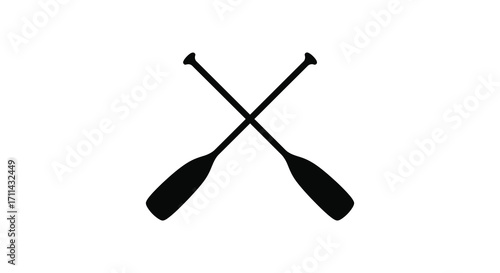 Two black paddles crossed against a plain white background design
