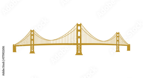 An illustrated golden gate bridge showcases a simple iconic design