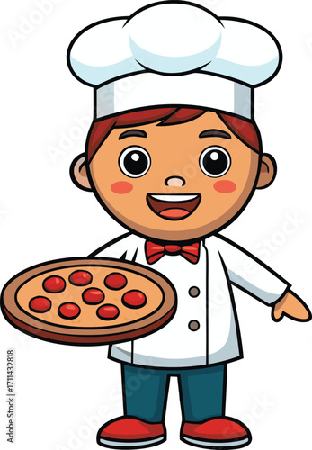 cartoon chef with pizza