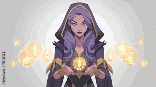 Female figure holding orb fantasy art
