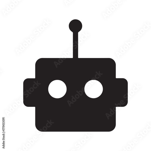 Minimalist Robot Head Icon, a Vector Illustration of a Cute Bot or Artificial Intelligence

