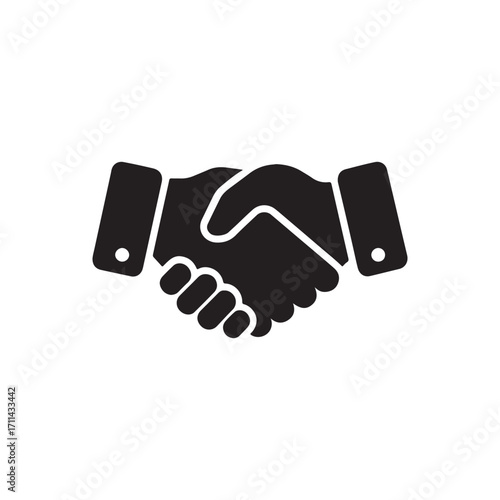 Minimalist Handshake Icon, a Vector Illustration of a Business Partnership, Agreement, and Greeting

