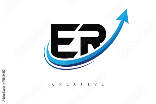 Free Download ER Letter Logo with Dynamic Arrow Swoosh – Modern Business Branding, Growth, Progress & Innovation Symbol - GFXLoad