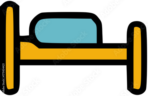Simple, cartoon-style illustration of a bed.