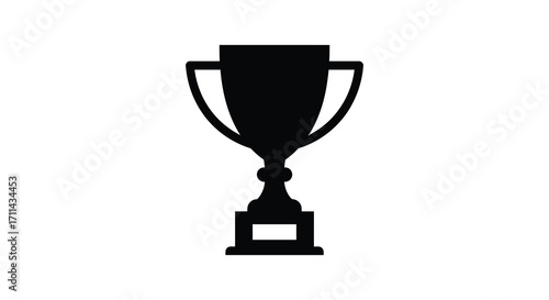 A simple black and white illustration of a classic victory trophy design