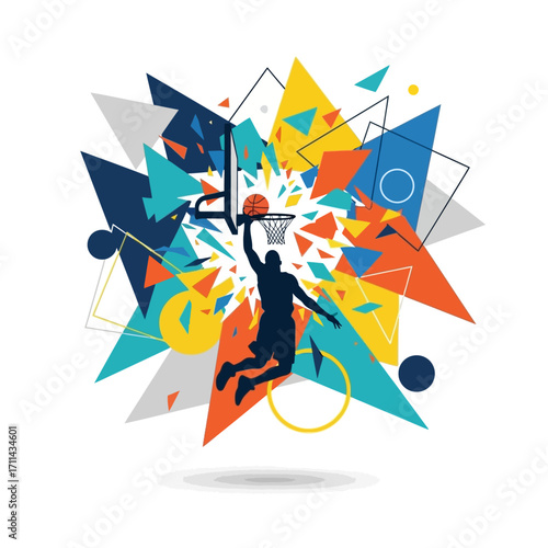 Basketball Slam Dunk Abstract Art