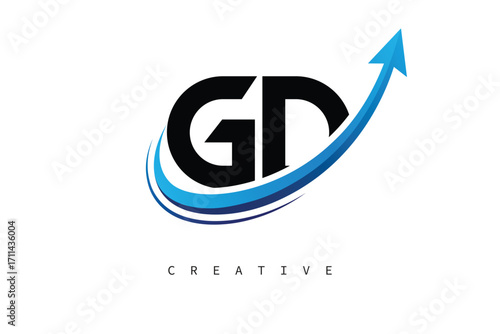 Free Download GD Letter Logo with Dynamic Arrow Swoosh – Modern Business Branding, Growth, Progress & Innovation Symbol - GFXLoad