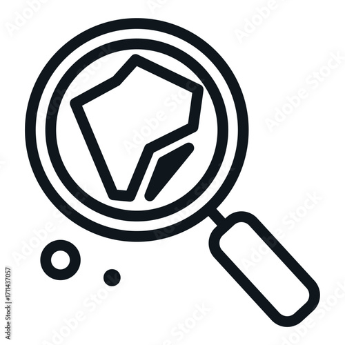 Magnifying Glass on Artifact Line Icon of Archaeology Icon Set