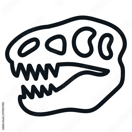 Dinosaur Skull Fossil Line Icon of Paleontology Icon Set