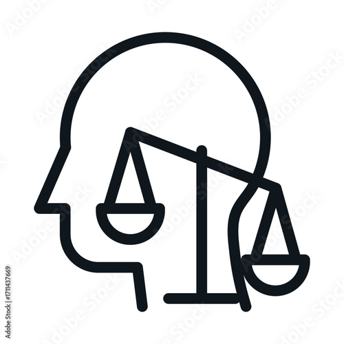 Justice in Mind Line Icon of Intellectual Honesty Icon Set