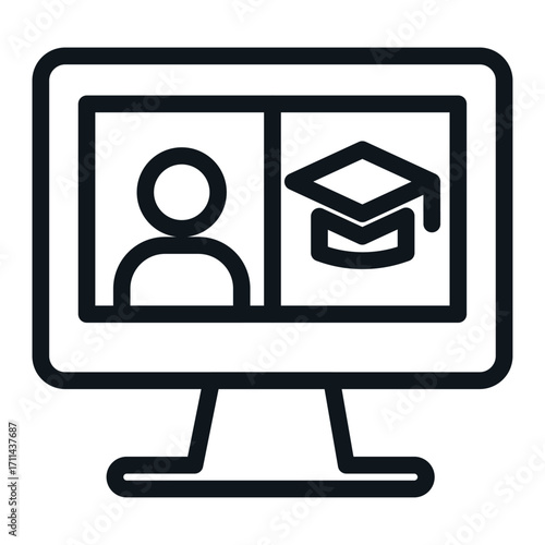 Virtual Classroom Line Icon of Distance Learning Icon Set