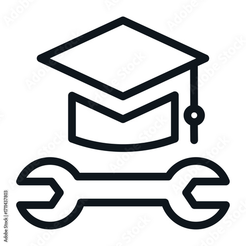 Graduation and Skills Line Icon of Vocational Training Icon Set
