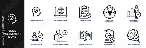 Skill Assessment Line Icon Set