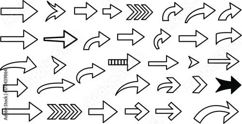 Collection of Black and White Arrow Icons and Symbols direction navigation